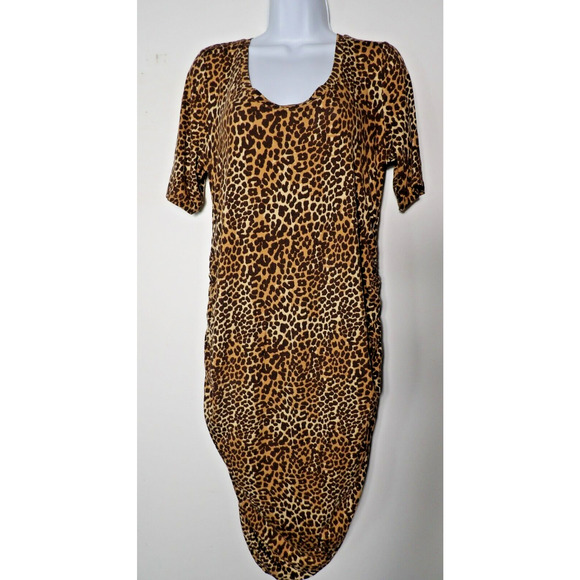 Motherhood Maternity Dress Large Midi Cinched Leopard Cat Cheetah Print - Picture 1 of 11